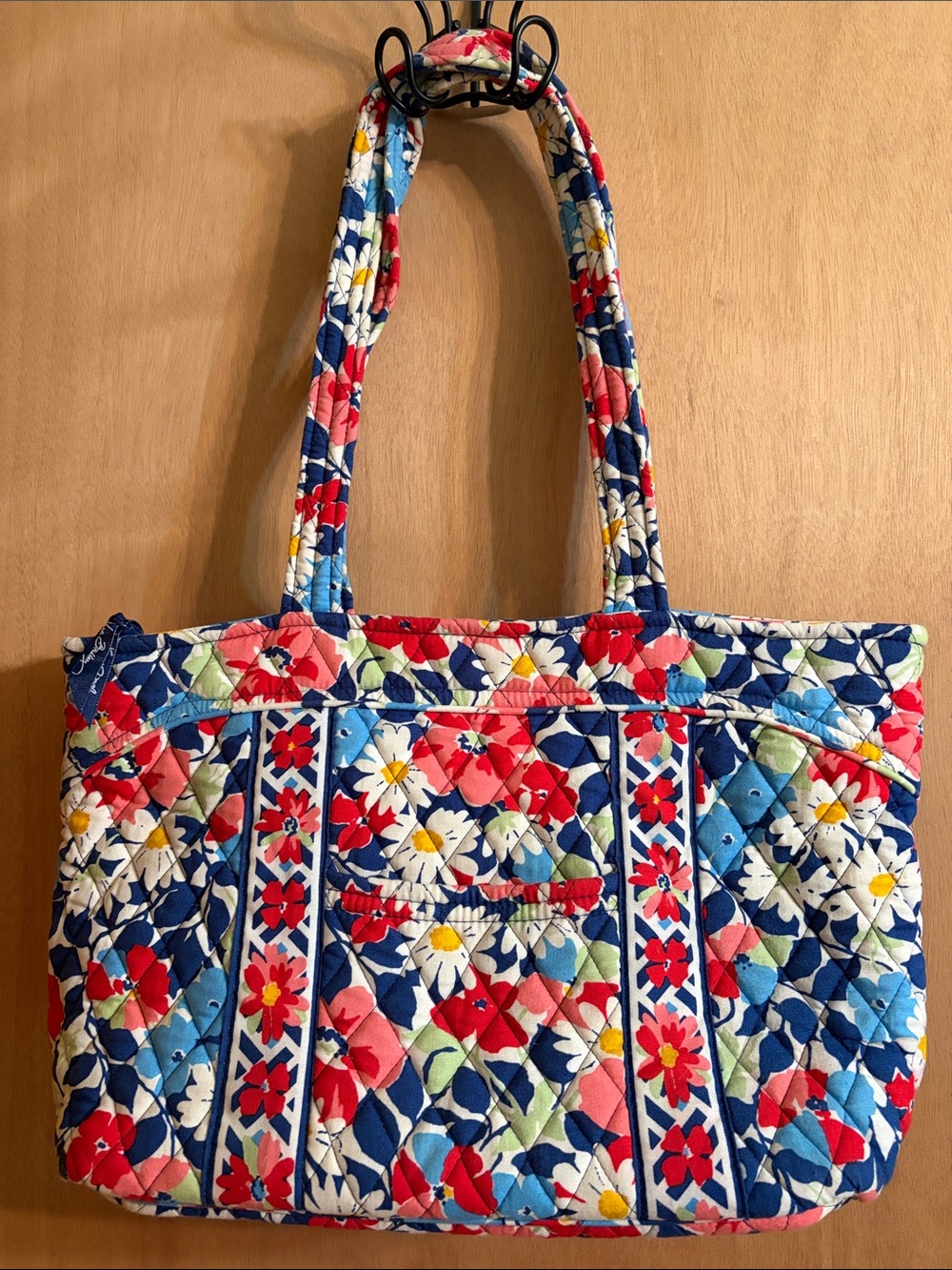 Vera Bradley Quilted Floral Tote in Blue, Red, White & Yellow